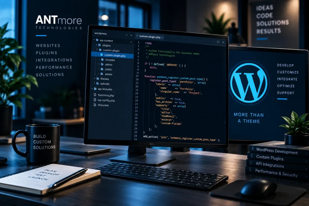WordPress development services including custom plugins, integrations and performance optimization