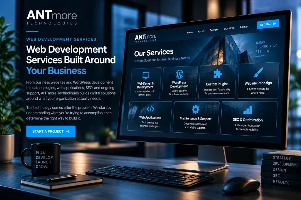 ANTmore Web Development Services and Custom Solutions Web development services and custom digital solutions by ANTmore Technologies
