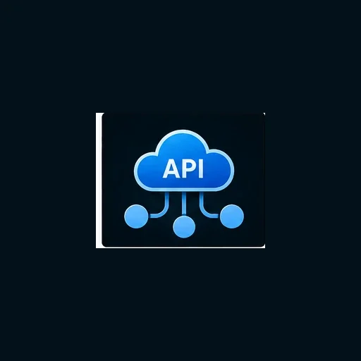 Icon showing an API cloud connected to multiple software systems.