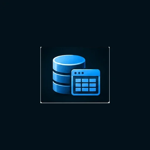 Icon showing a database and structured data table.