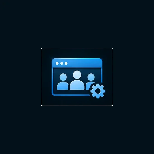 Icon showing employee management tools and a settings gear.
