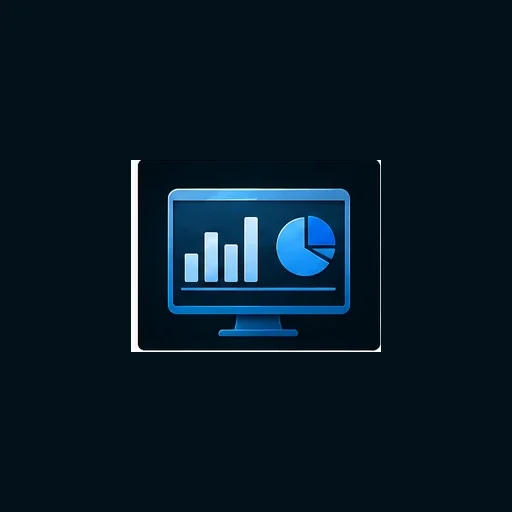Icon showing a business reporting dashboard with bar and pie charts.