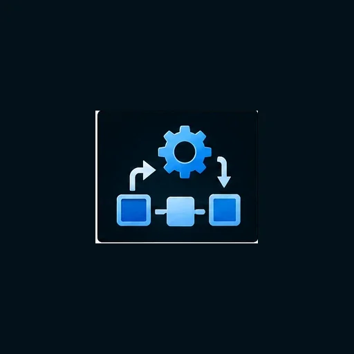 Icon showing a gear and connected steps representing workflow automation.