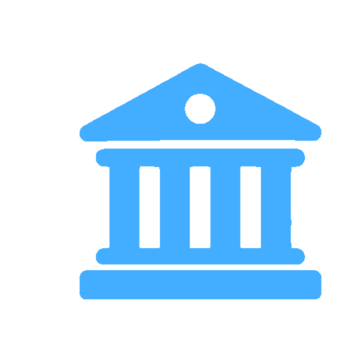 Museum and Nonprofit Website Development Blue museum building icon representing museum and nonprofit websites