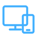 Better Website User Experience – ANTmore Technologies Blue desktop and mobile device icon representing responsive website design
