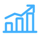 Improved Website Visibility – ANTmore Technologies Blue upward growth chart icon representing improved website visibility