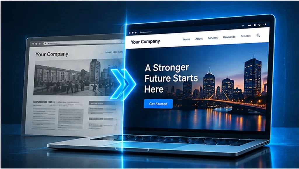 Website redesign from outdated to modern design